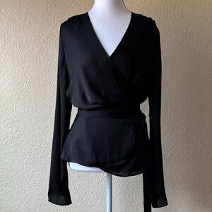 BCBG MaxAzria Wrap Blouse Black Size S